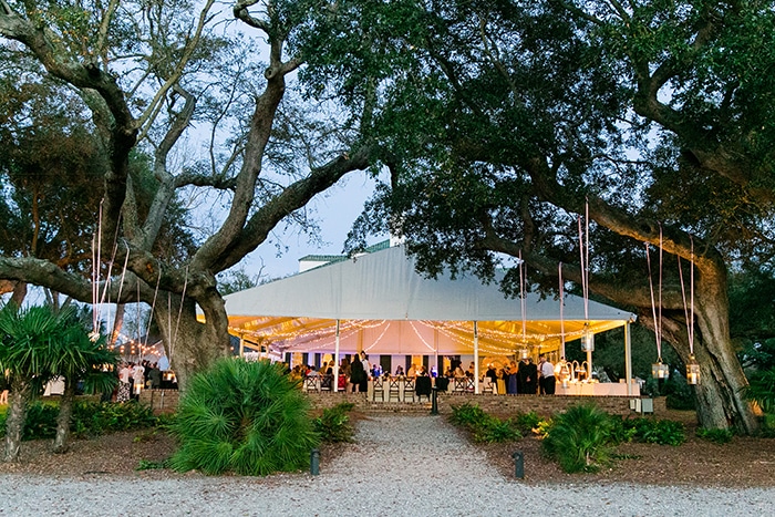 Beautiful outdoor wedding reception in March at Lowndes Grove | Charleston, South Carolina
