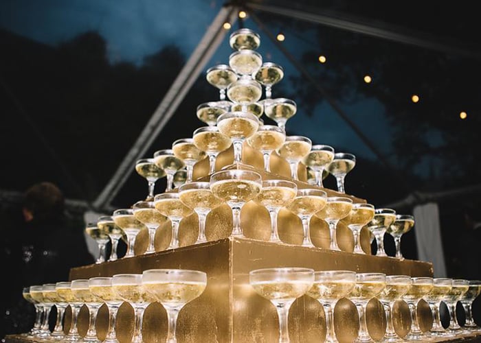 Champagne tower from PPHG events | Holiday event inspiration
